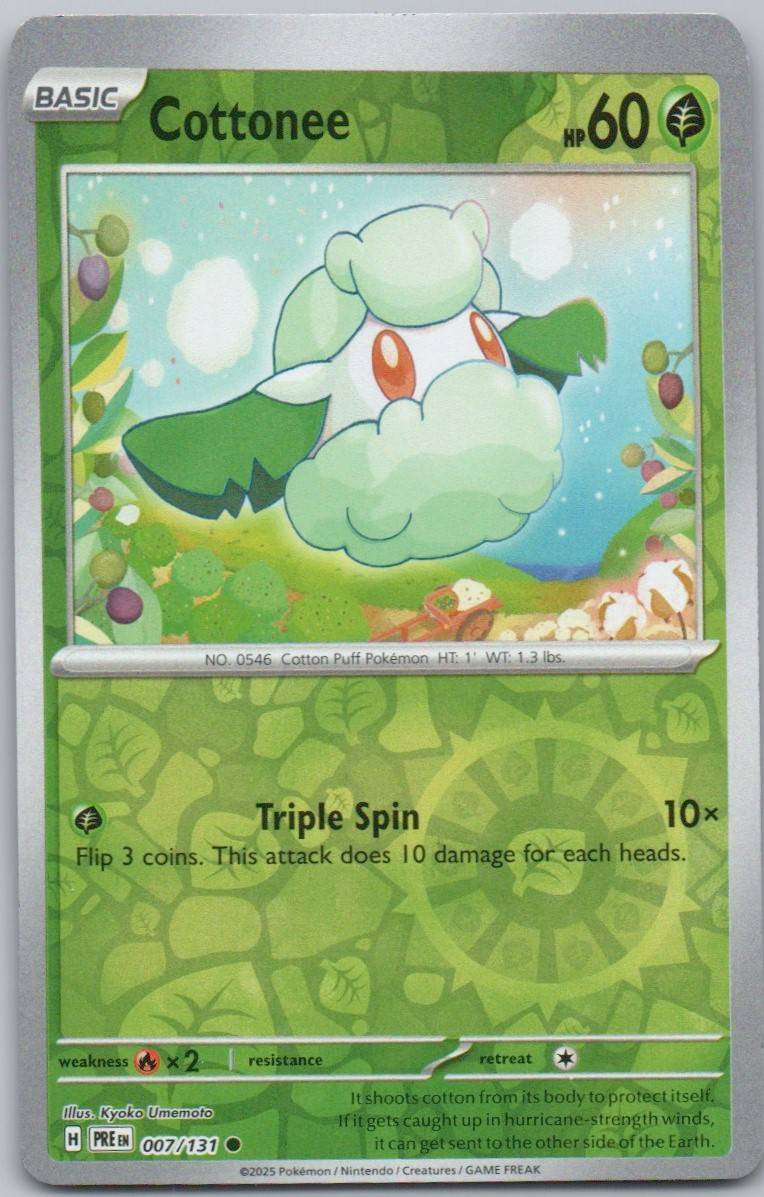 Cottonee 007 Reverse Holo Grass Card - Prismatic Evolutions