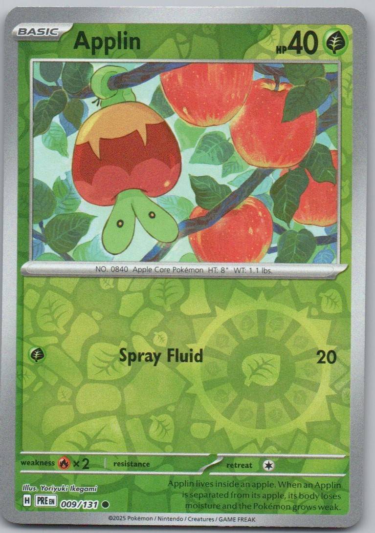 Applin 009 Reverse Holo Grass Card - Prismatic Evolutions