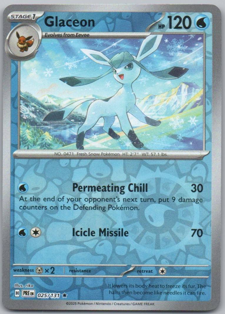 Glaceon 025 Reverse Holo Water Card - Prismatic Evolutions