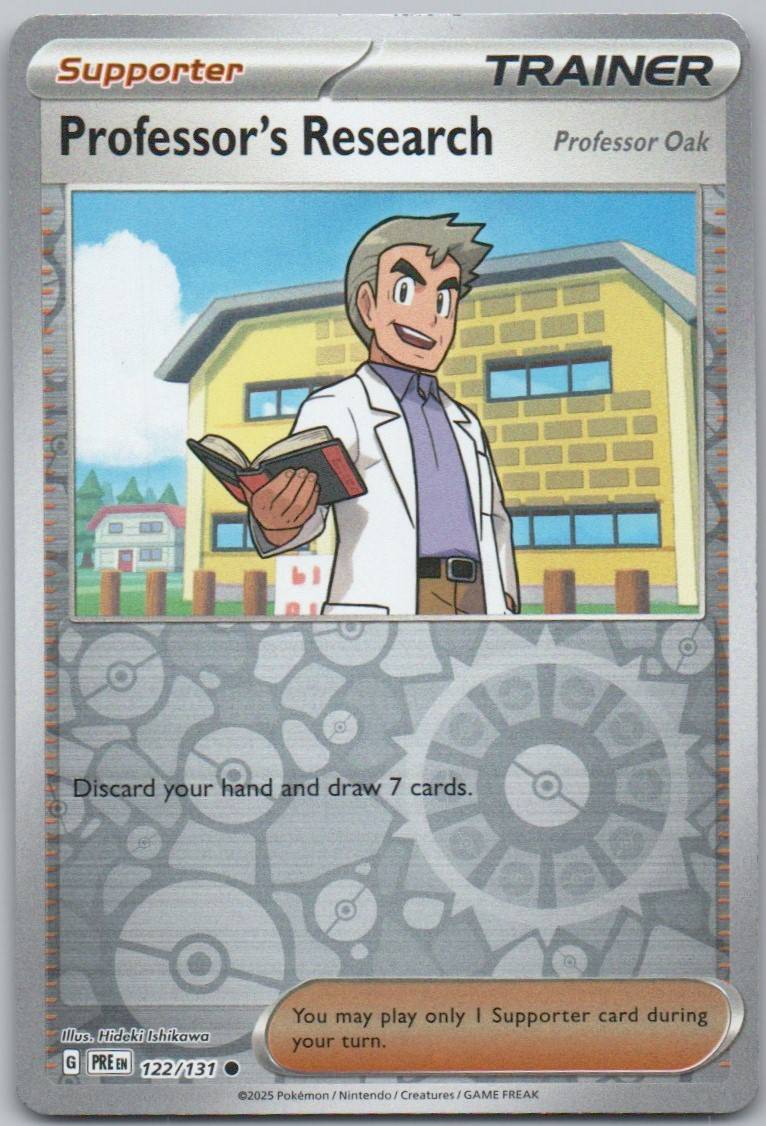 Professor's Research (Professor Oak) 122 Reverse Holo Trainer Card - Prismatic Evolutions