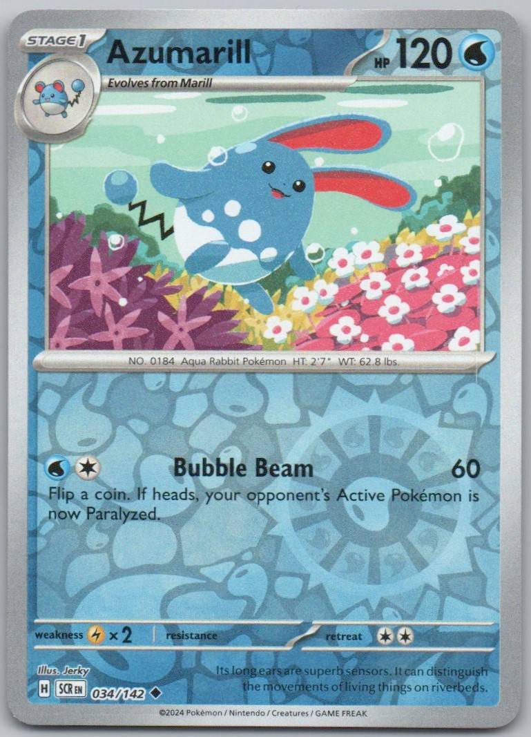Azumarill 034 Reverse Holo Water Card - Stellar Crown