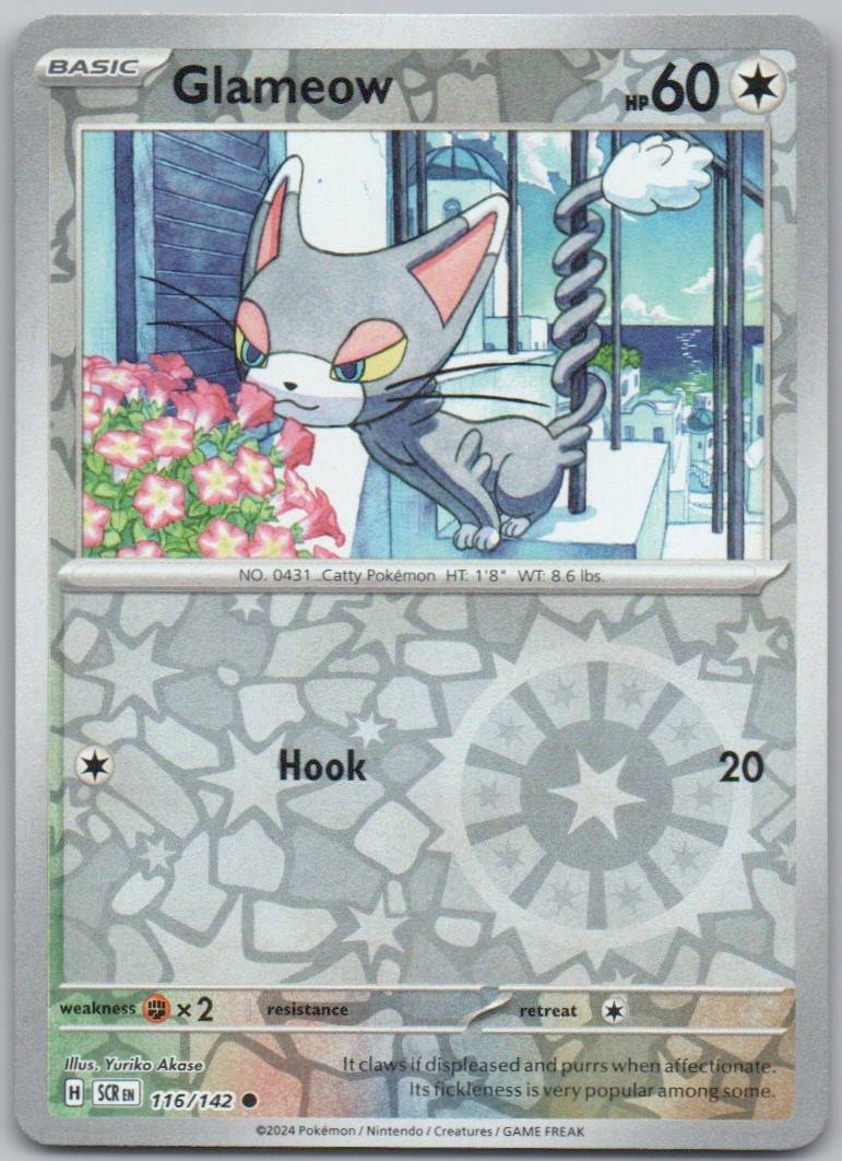 Glameow 116 Reverse Holo Colorless Card - Stellar Crown