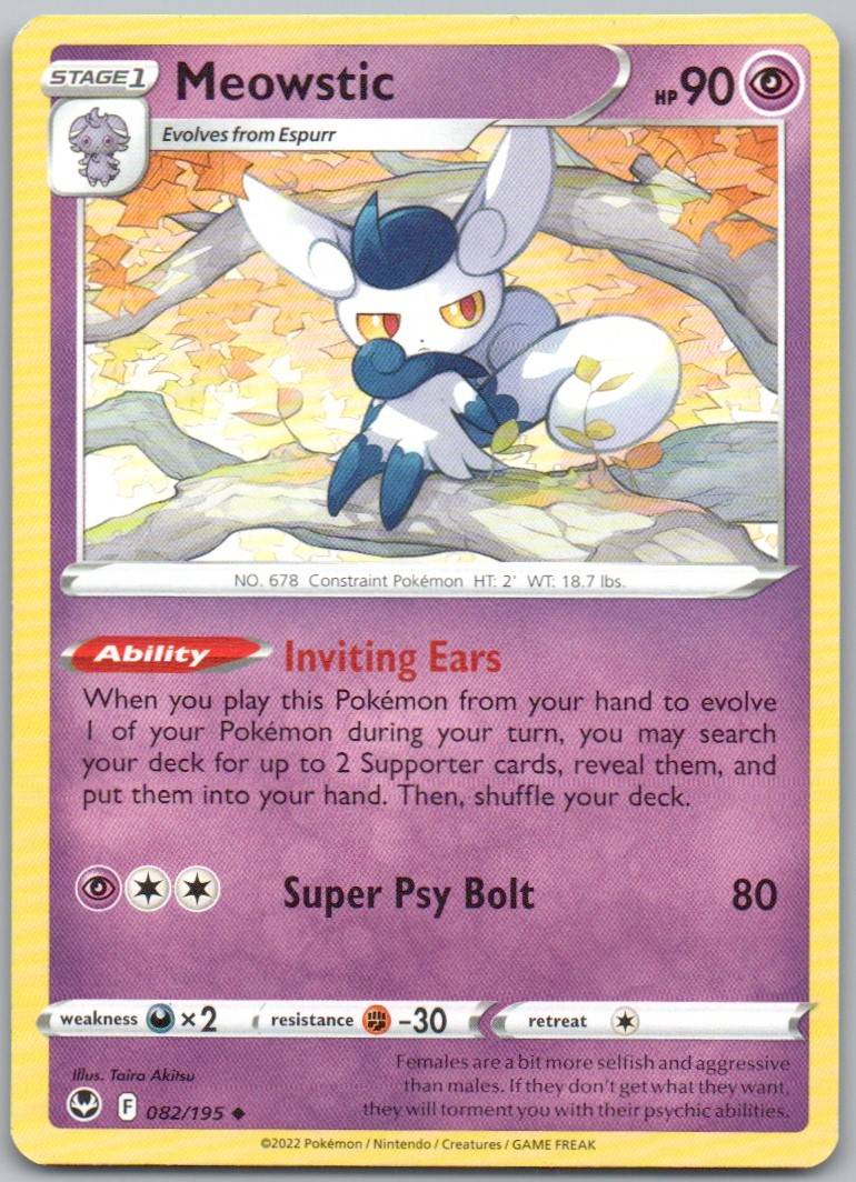Meowstic 082 Normal Psychic Card - Silver Tempest