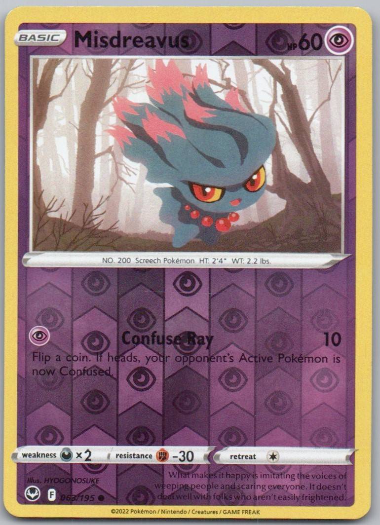 Misdreavus 063 Reverse Holo Psychic Card - Silver Tempest