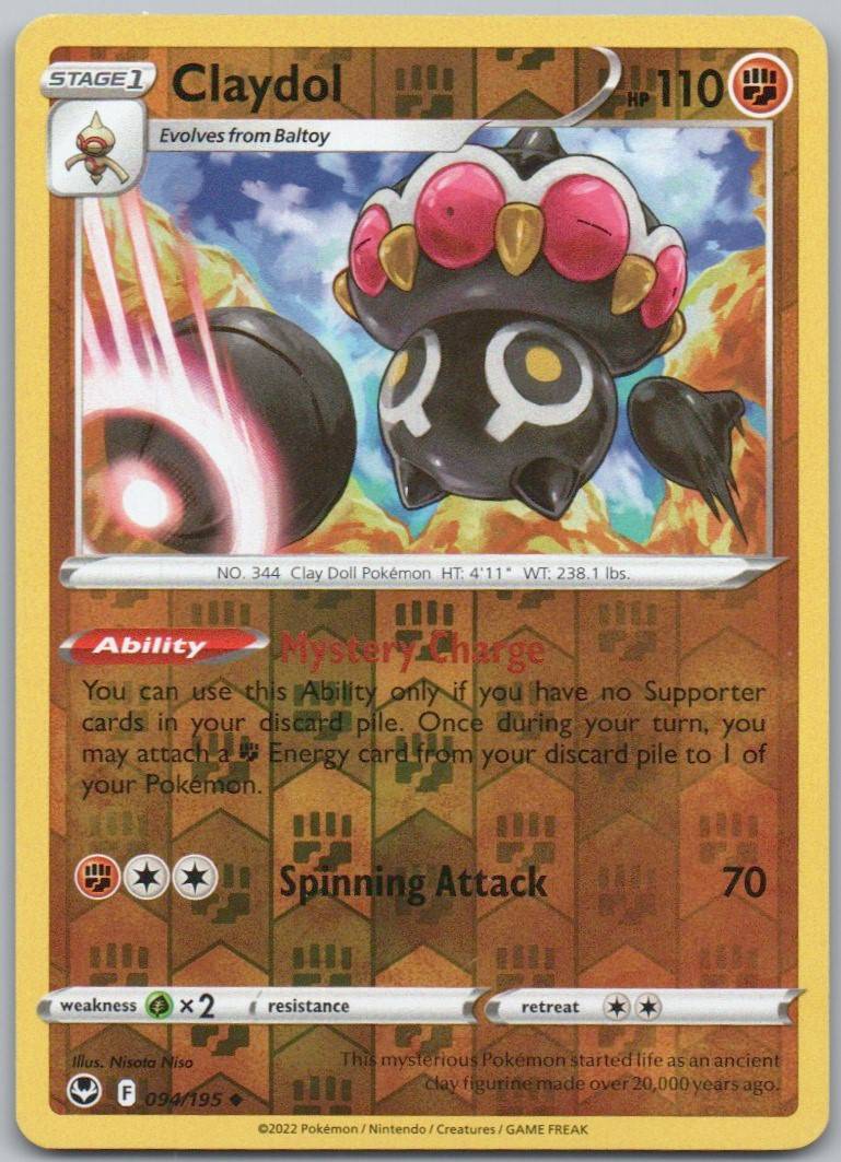 Claydol 094 Reverse Holo Fighting Card - Silver Tempest