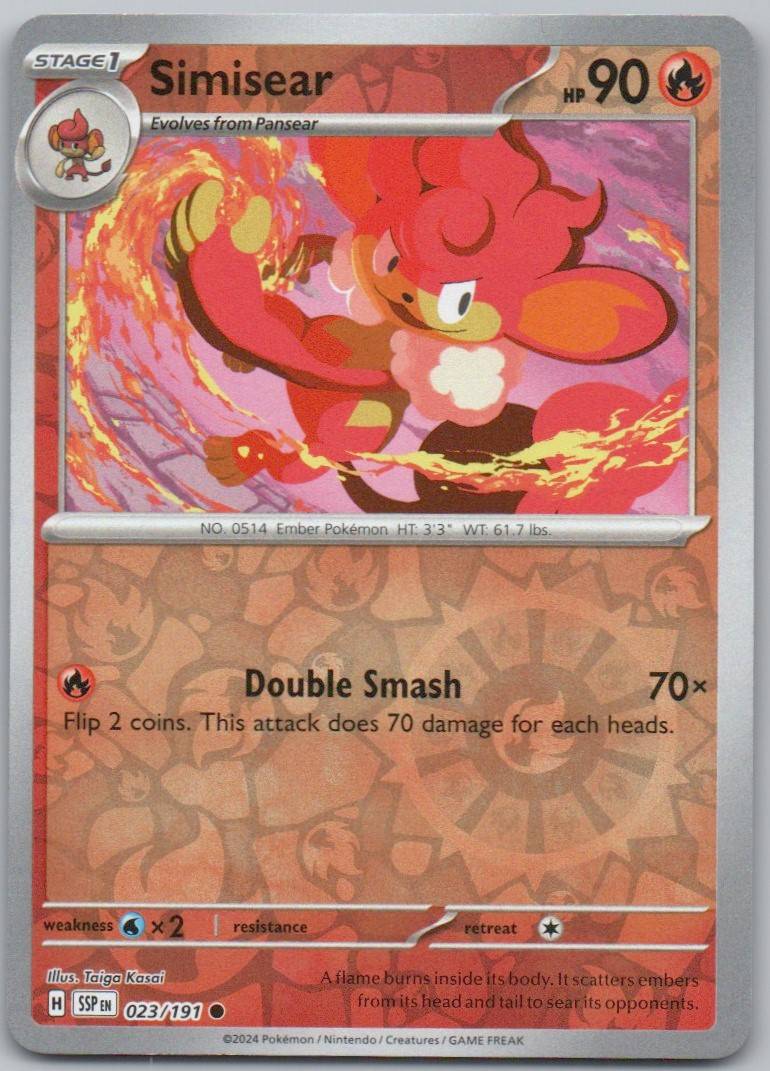 Simisear 023 Reverse Holo Fire Card - Surging Sparks