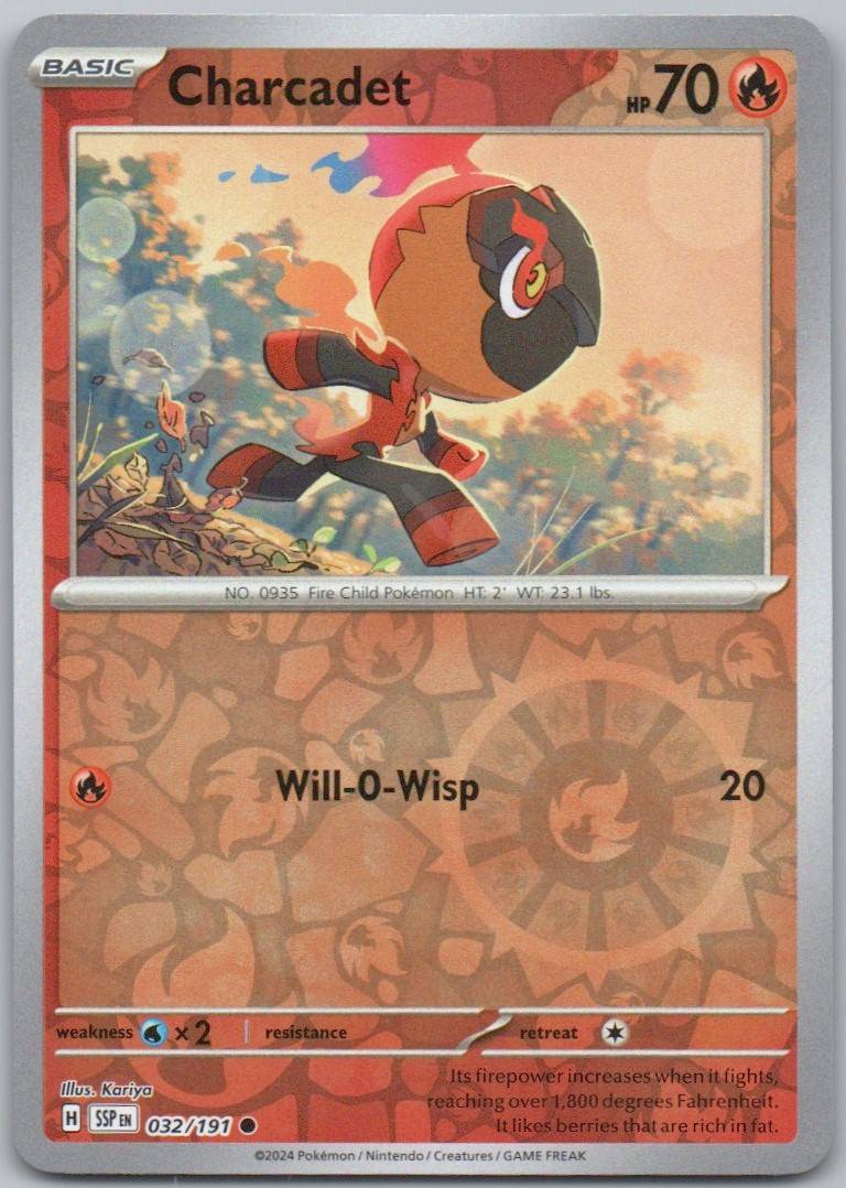 Charcadet 032 Reverse Holo Fire Card - Surging Sparks
