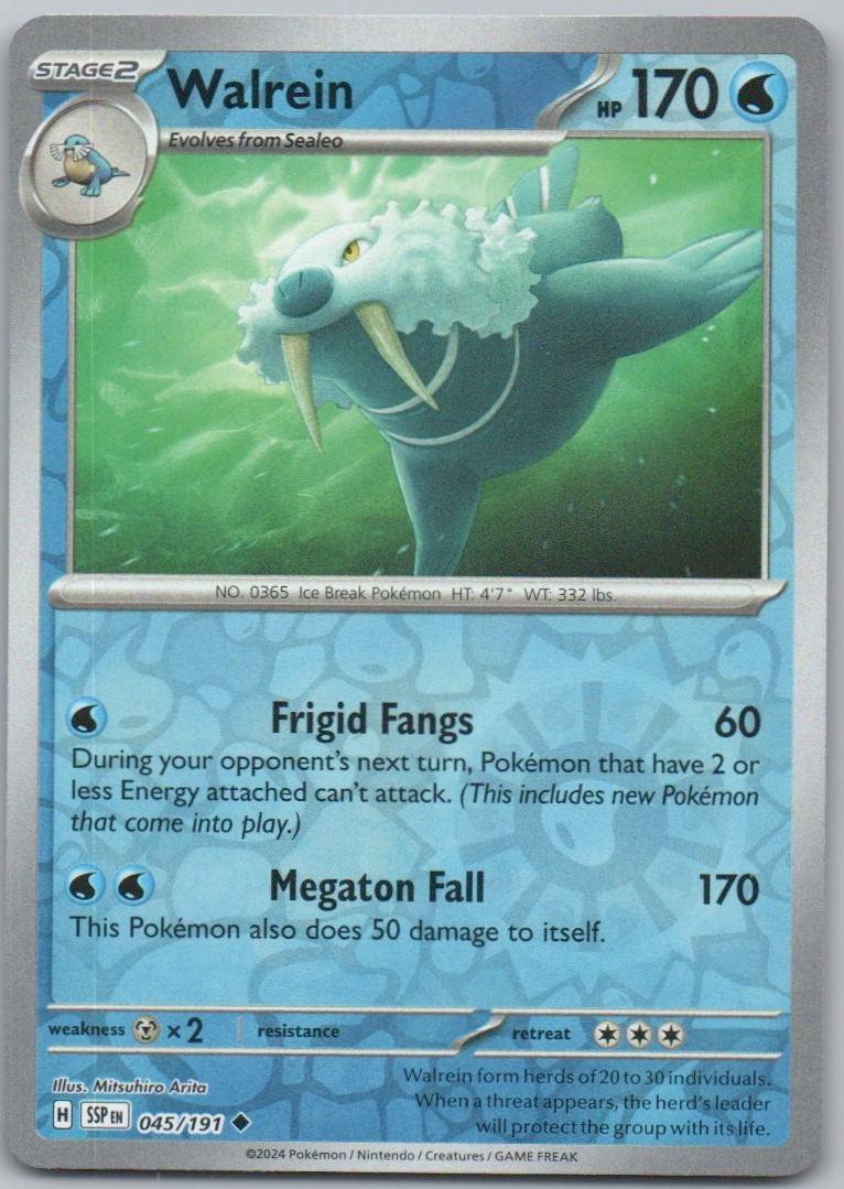Walrein 045 Reverse Holo Water Card - Surging Sparks