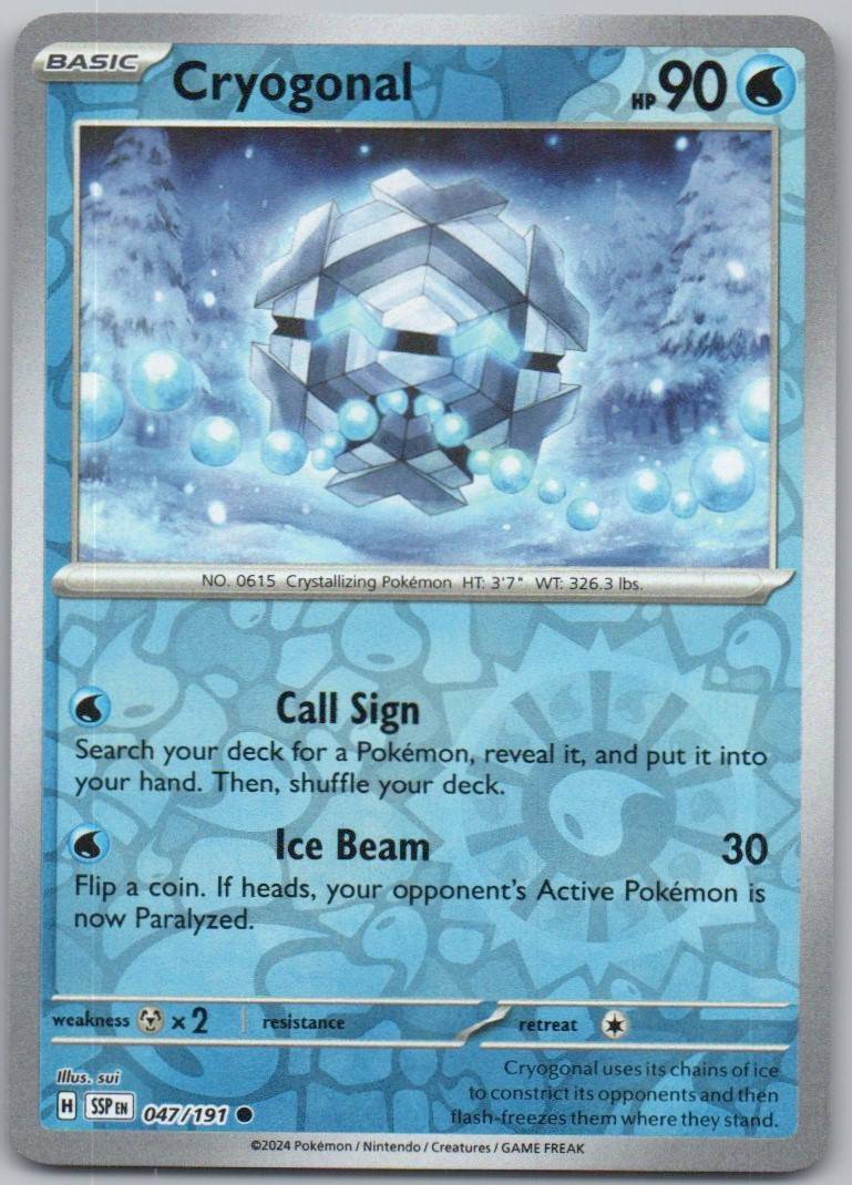 Cryogonal 047 Reverse Holo Water Card - Surging Sparks