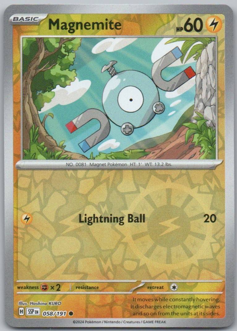 Magnemite 058 Reverse Holo Lightning Card - Surging Sparks