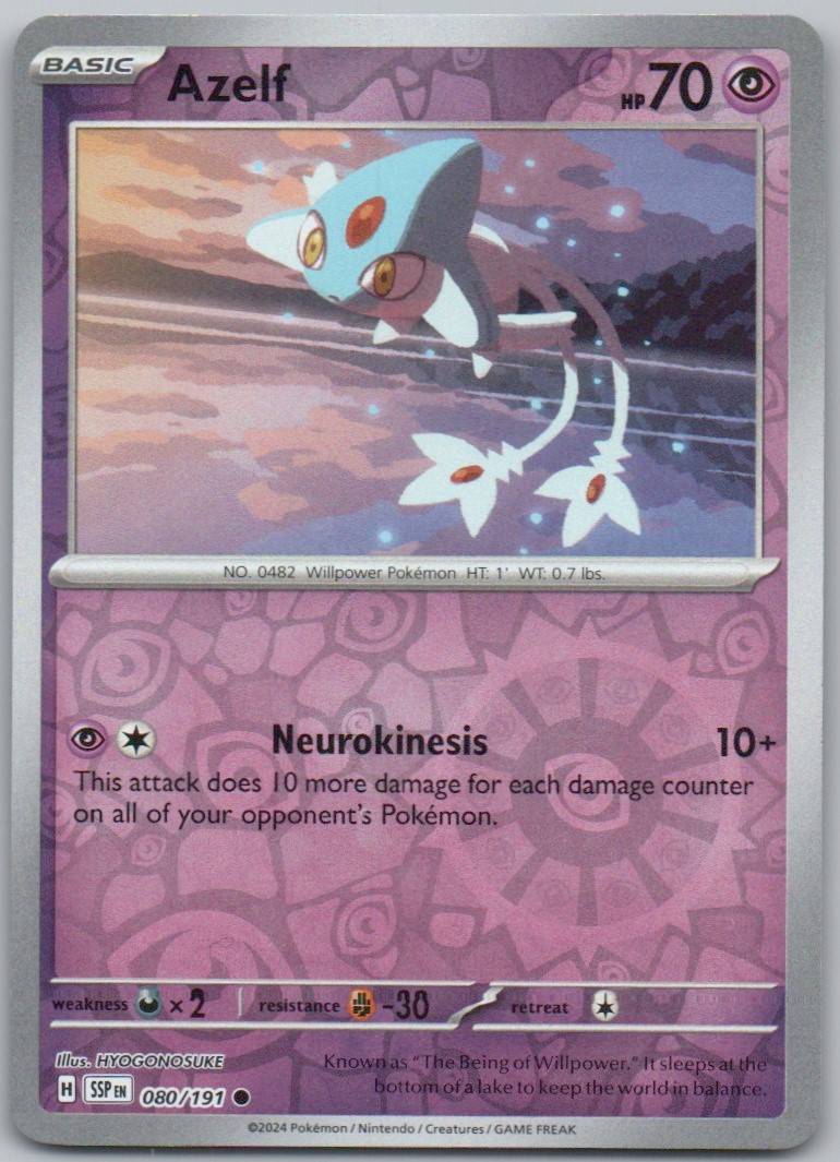 Azelf 080 Reverse Holo Psychic Card - Surging Sparks