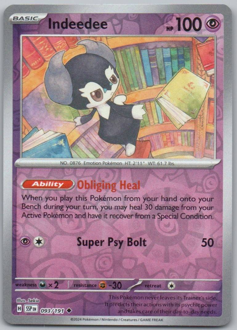 Indeedee 093 Reverse Holo Psychic Card - Surging Sparks