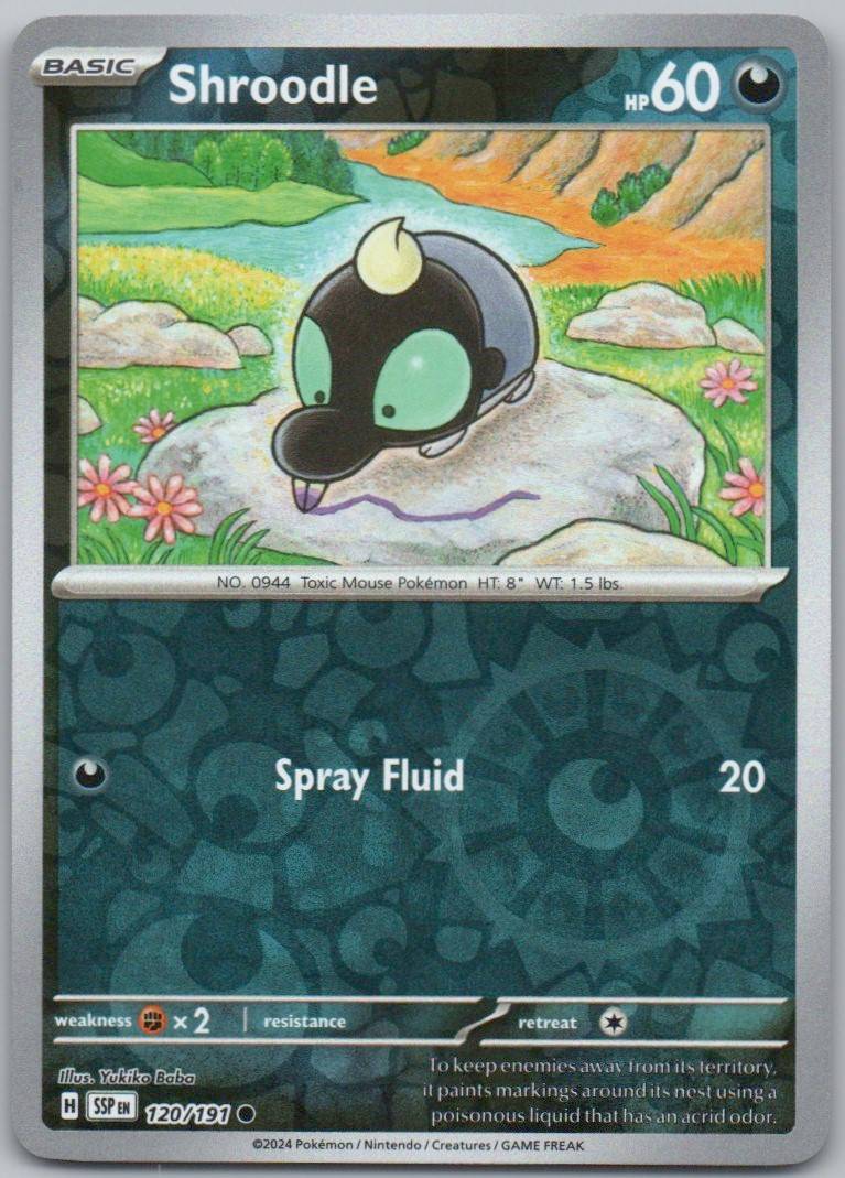 Shroodle 120 Reverse Holo Darkness Card - Surging Sparks