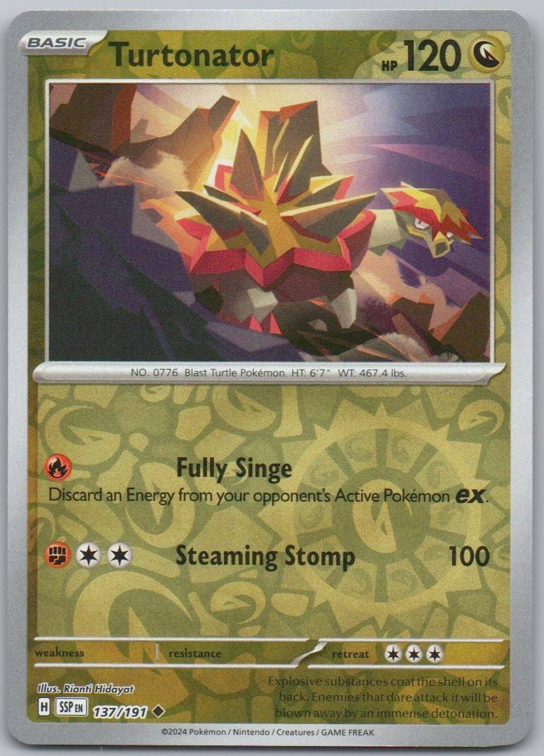 Turtonator 137 Reverse Holo Dragon Card - Surging Sparks