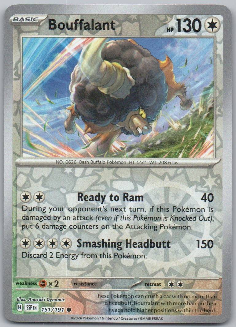 Bouffalant 151 Reverse Holo Colorless Card - Surging Sparks