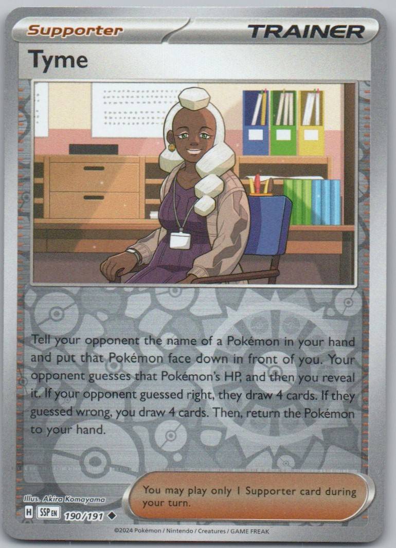 Tyme 190 Reverse Holo Trainer Card - Surging Sparks