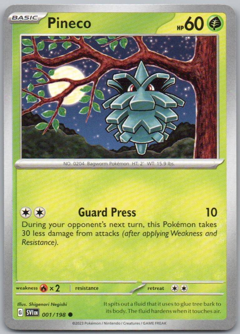 Pineco 001 Normal Grass Card - Scarlet & Violet