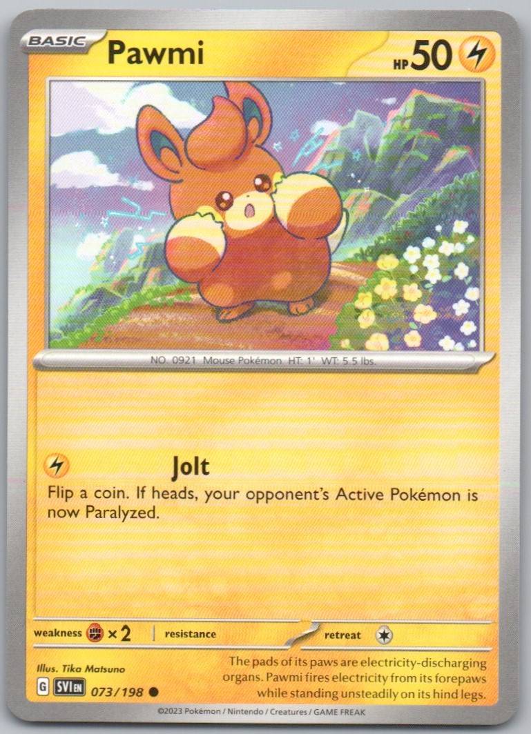 Pawmi 073 Normal Lightning Card - Scarlet & Violet