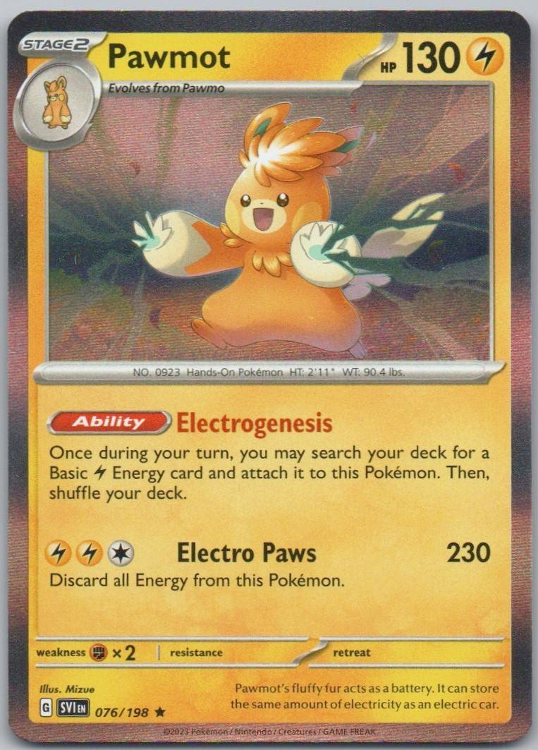 Pawmot 076 Holo Lightning Card - Scarlet & Violet