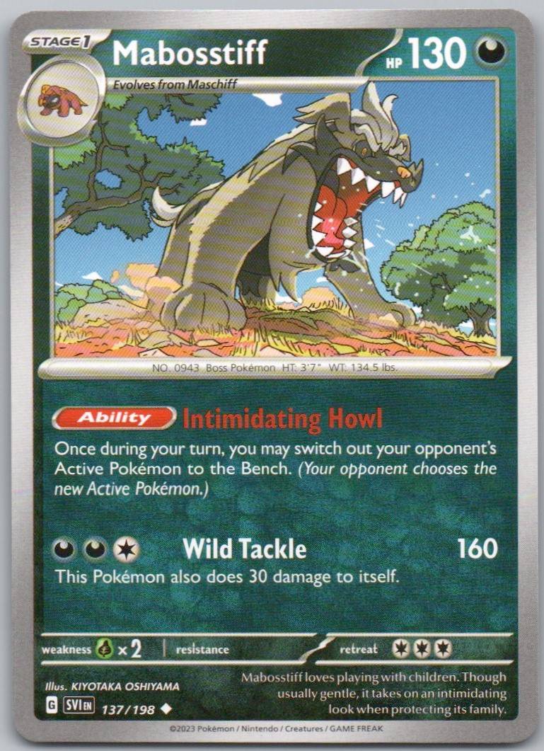 Mabosstiff 137 Normal Darkness Card - Scarlet & Violet