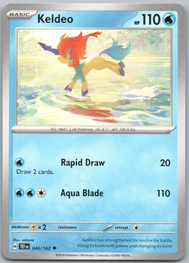 Keldeo 044 Normal Water Card - Temporal Forces