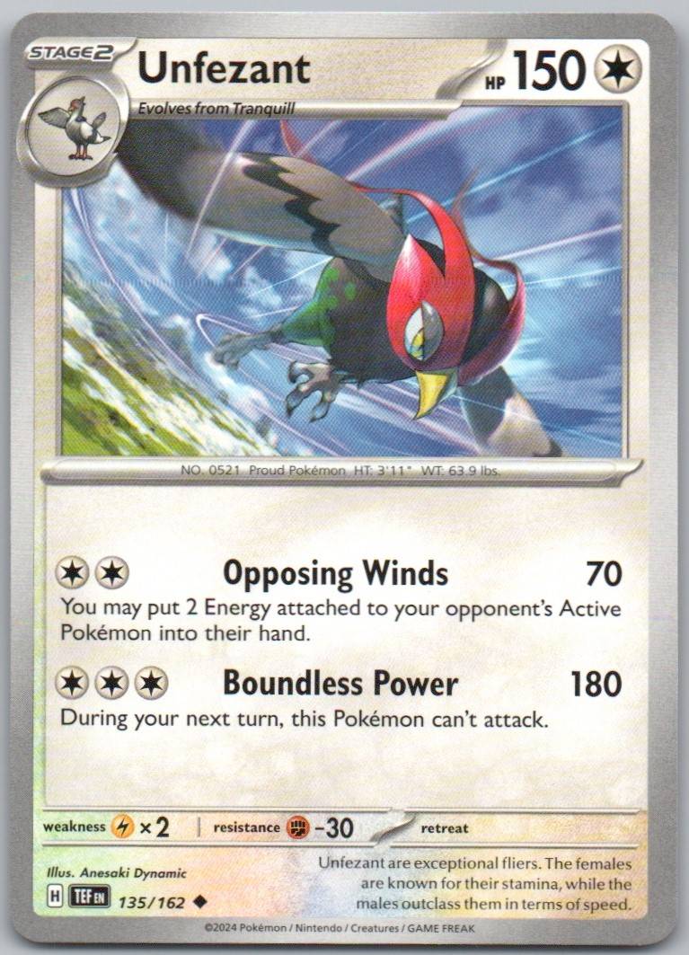 Unfezant 135 Normal Colorless Card - Temporal Forces