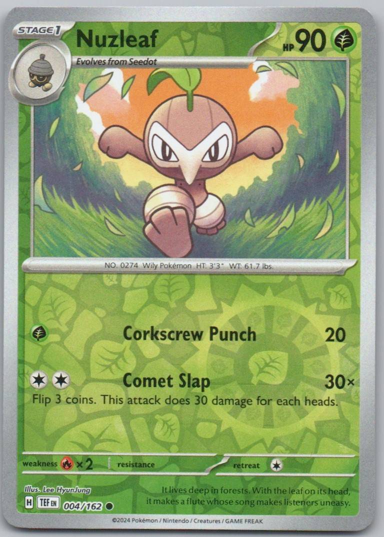 Nuzleaf 004 Reverse Holo Grass Card - Temporal Forces