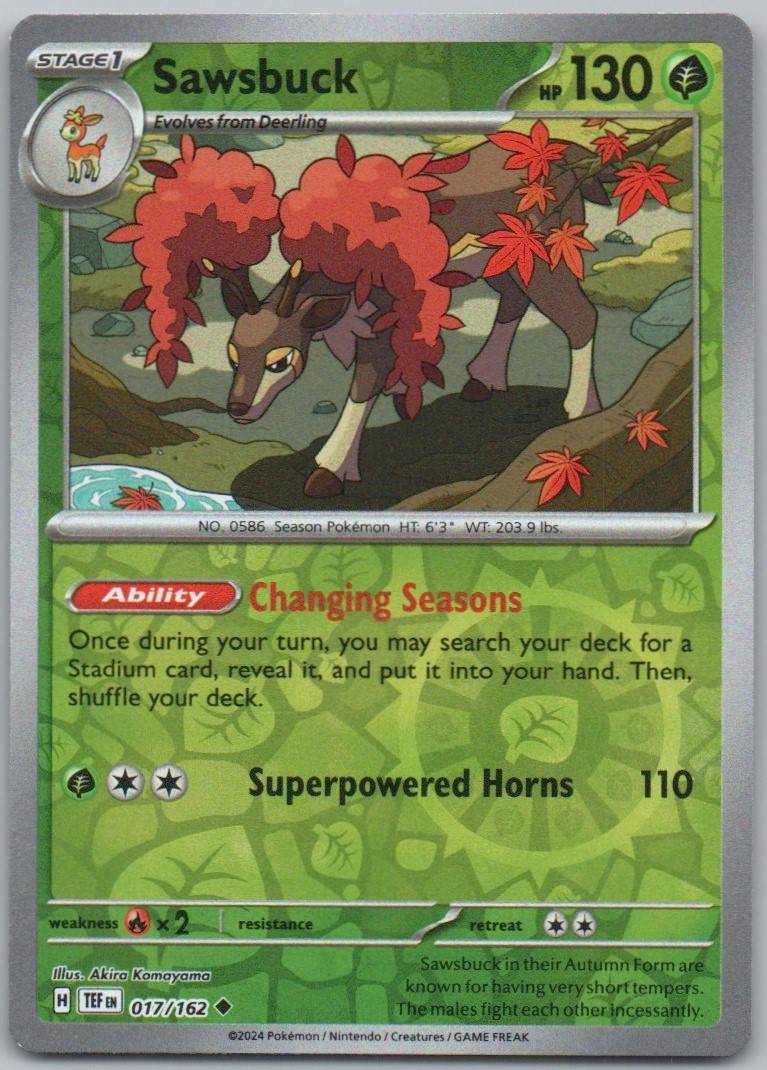Sawsbuck 017 Reverse Holo Grass Card - Temporal Forces