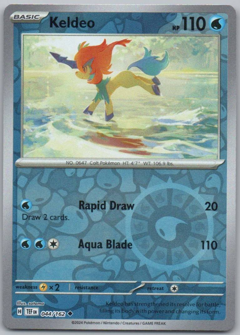 Keldeo 044 Reverse Holo Water Card - Temporal Forces