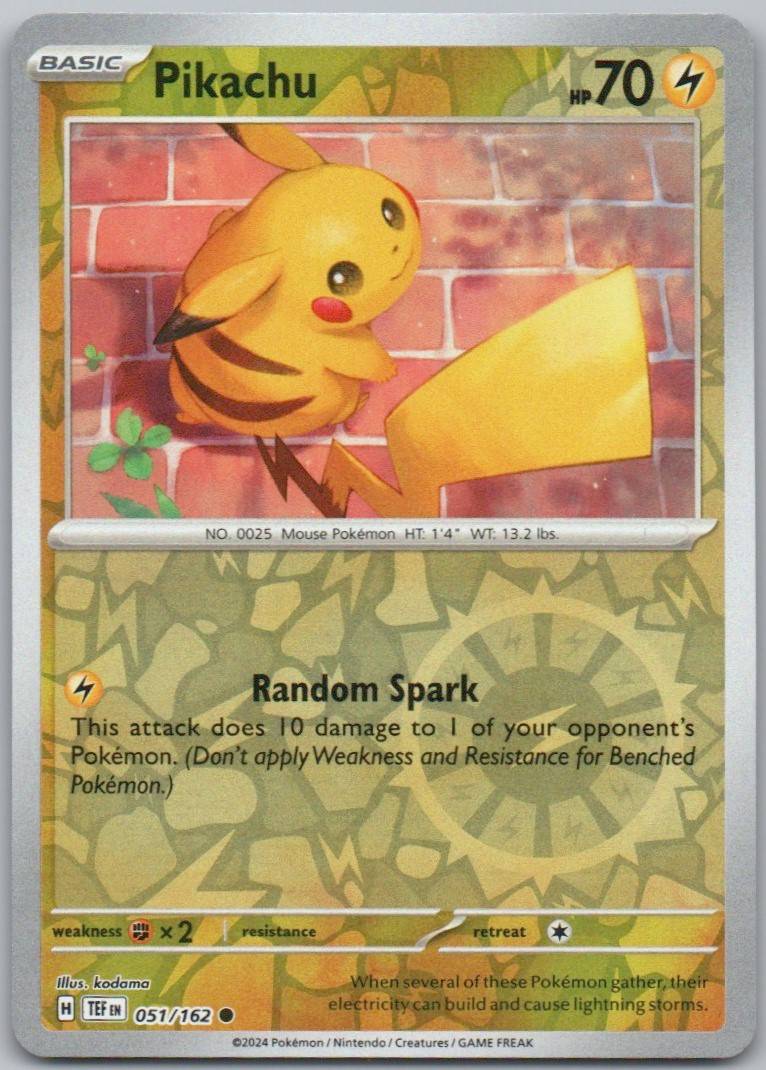 Pikachu 051 Reverse Holo Lightning Card - Temporal Forces