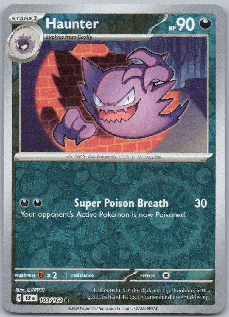 Haunter 103 Reverse Holo Water Card - Temporal Forces