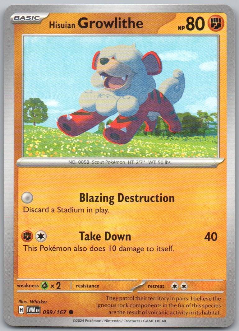 Hisuian Growlithe 099 Normal Fighting Card - Twilight Masquerade