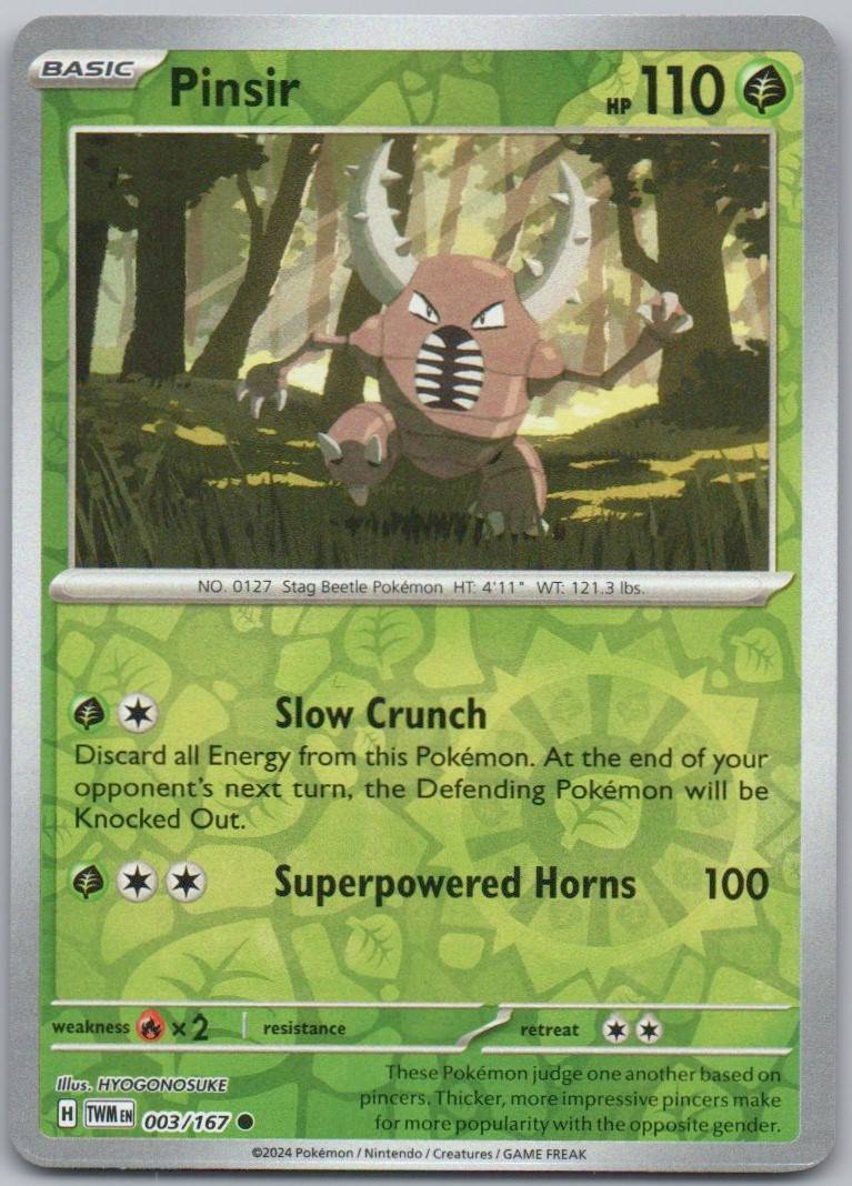 Pinsir 003 Reverse Holo Grass Card - Twilight Masquerade