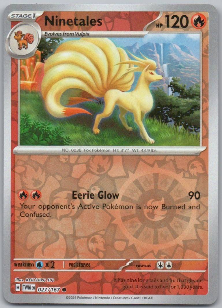 Ninetales 027 Reverse Holo Fire Card - Twilight Masquerade