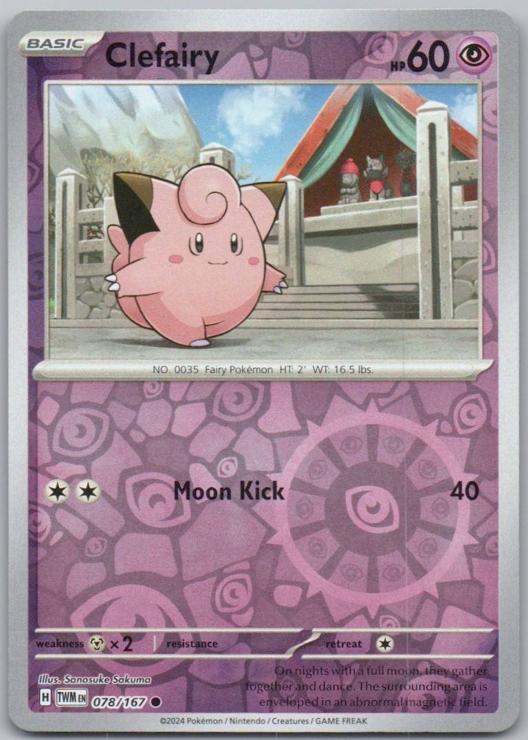 Clefairy 078 Reverse Holo Psychic Card - Twilight Masquerade