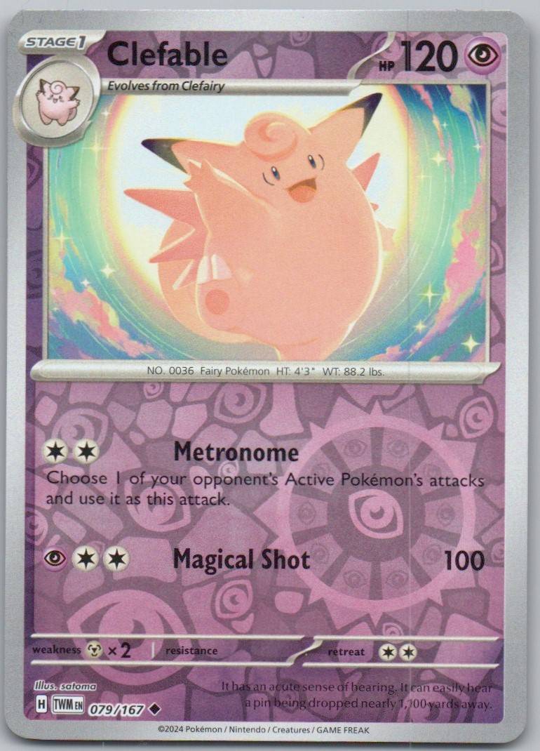 Clefable 079 Reverse Holo Psychic Card - Twilight Masquerade