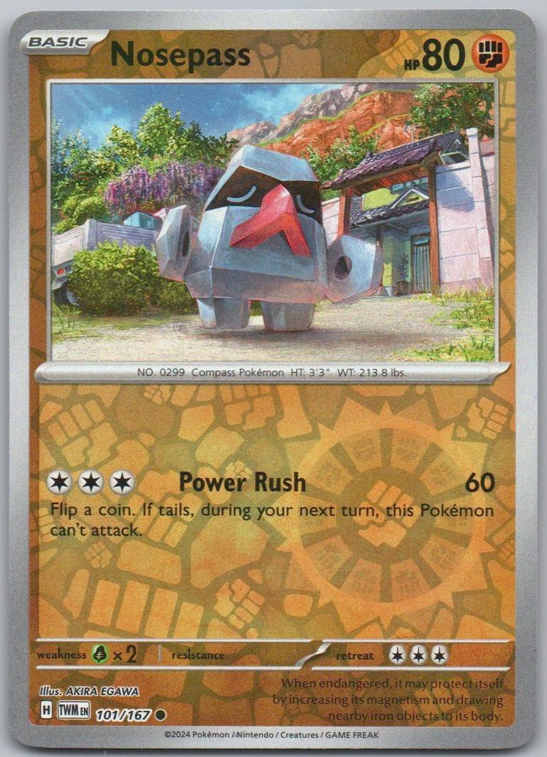 Nosepass 101 Reverse Holo Fighting Card - Twilight Masquerade