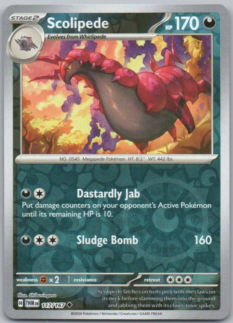 Scolipede 117 Reverse Holo Darkness Card - Twilight Masquerade