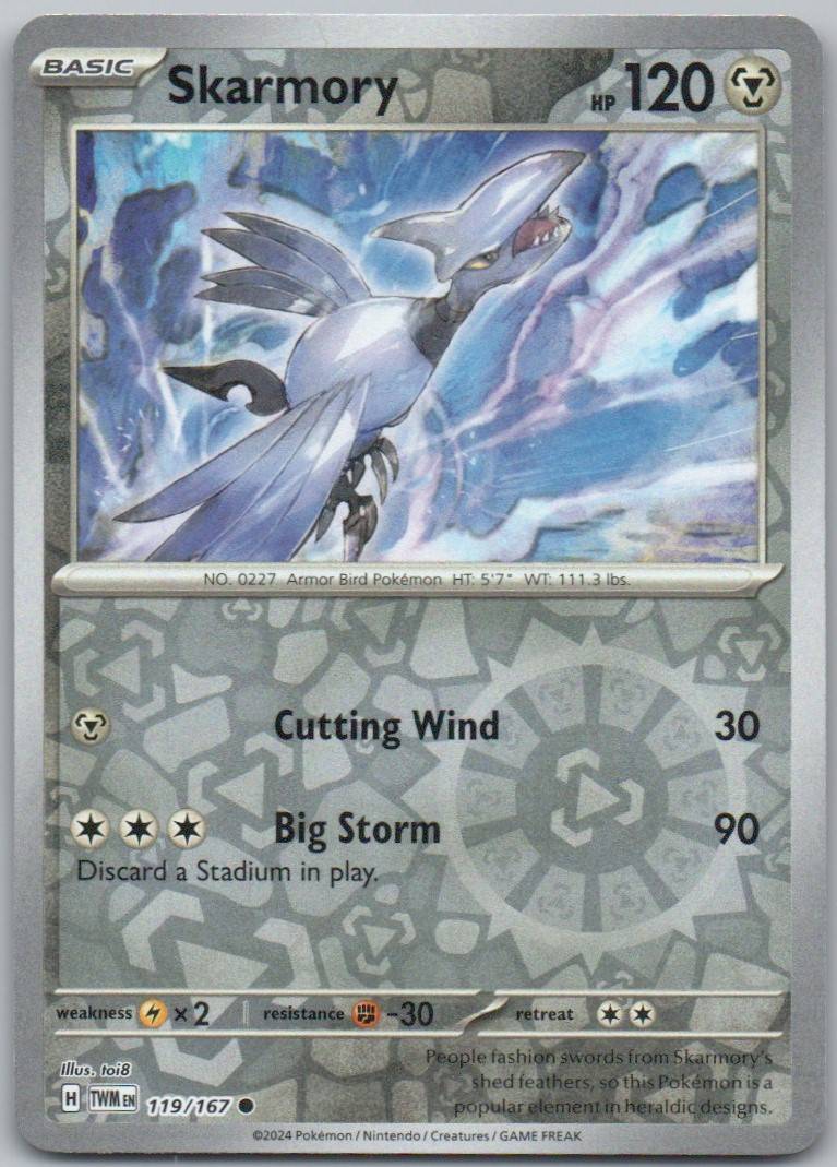 Skarmory 119 Reverse Holo Steel Card - Twilight Masquerade