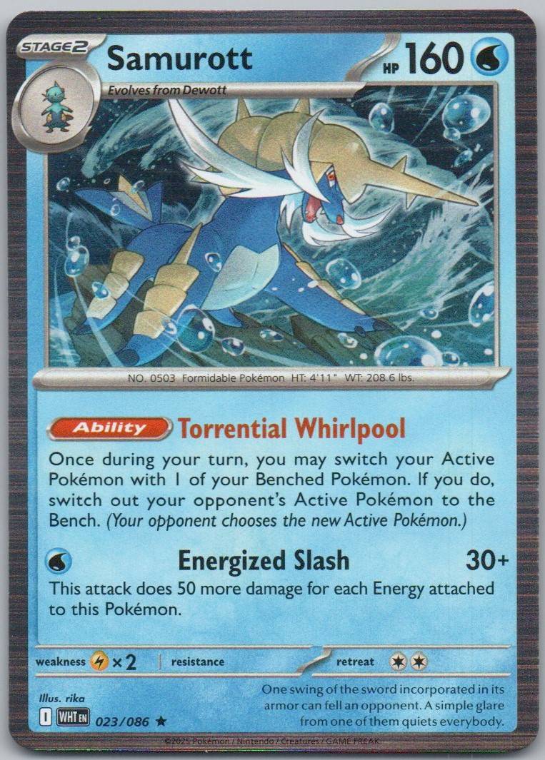 Samurott 023 Holo Water Card - White Flare