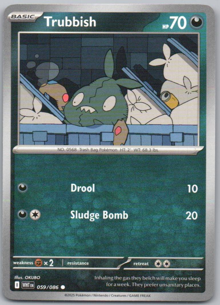 Trubbish 059 Normal Darkness Card - White Flare