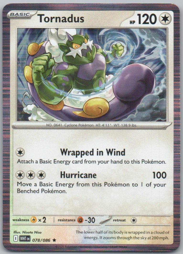 Tornadus 078 Holo Colorless Card - White Flare
