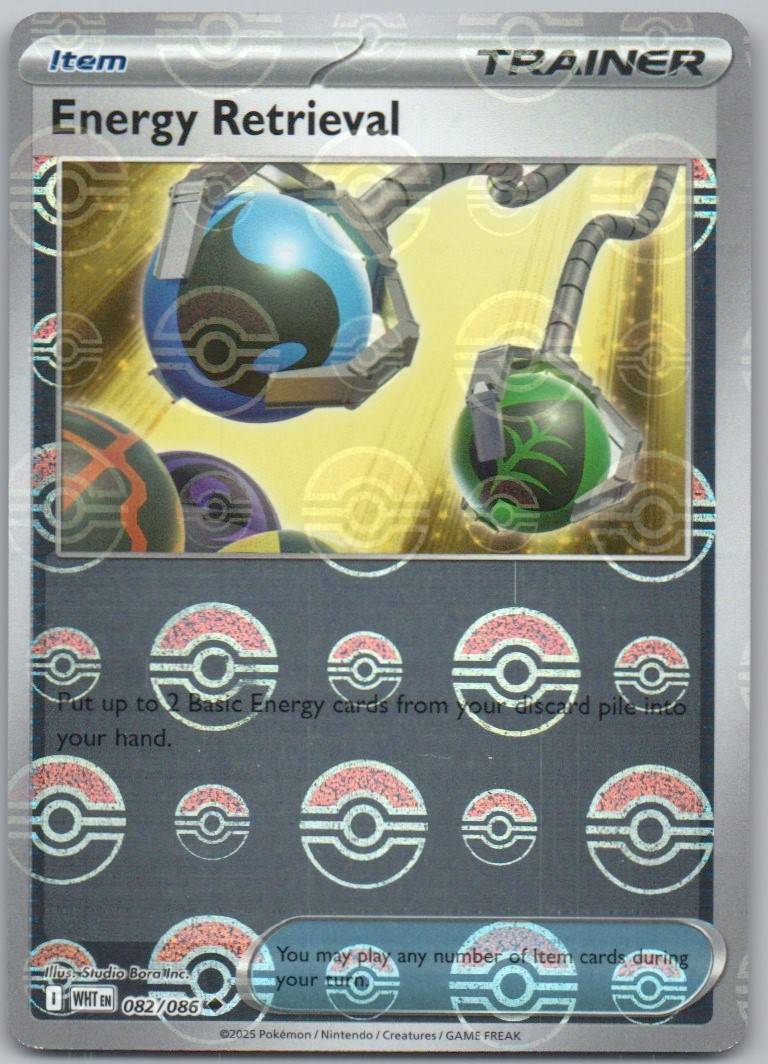 Energy Retrieval 082 Poke Ball Trainer Card - White Flare