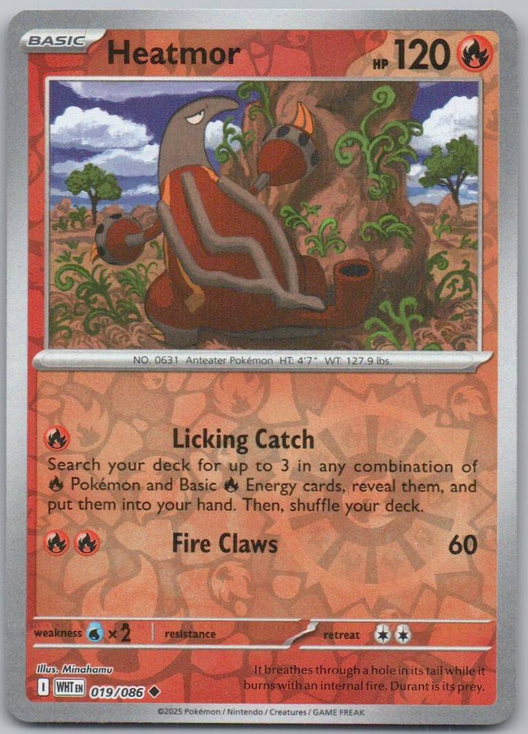 Heatmor 019 Reverse Holo Fire Card - White Flare
