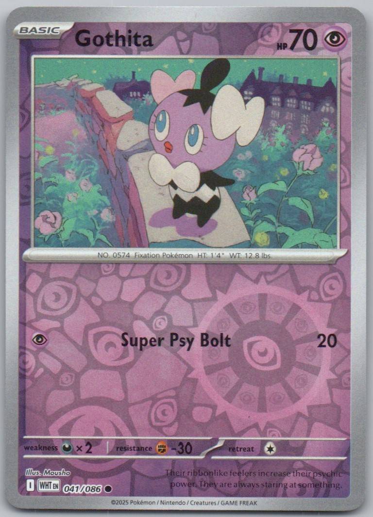 Gothita 041 Reverse Holo Psychic Card - White Flare
