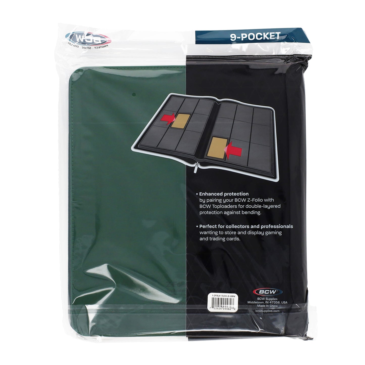 BCW Z-Folio 9-Pocket LX Album - Toploaders - Green