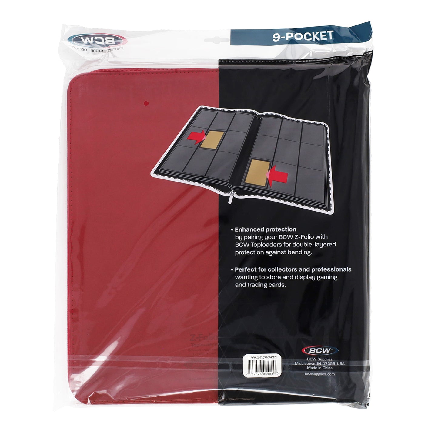 BCW Z-Folio 9-Pocket LX Album - Toploaders - Red