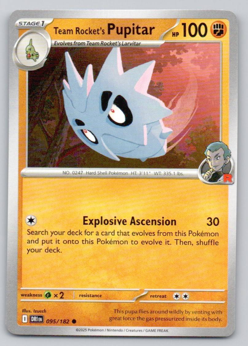 Team Rocket's Pupitar 095 NOR Card - Destined Rivals