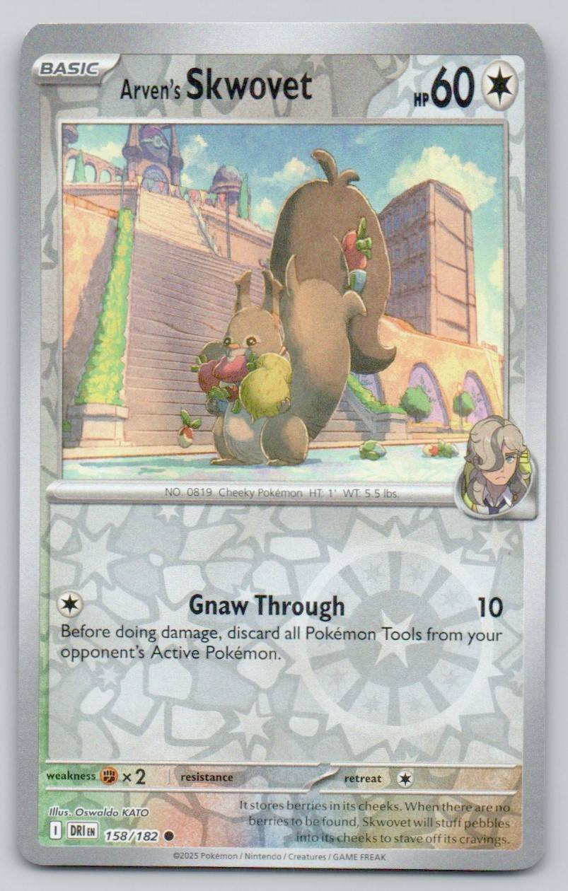 Arven's Skwovet 158 REV Card - Destined Rivals