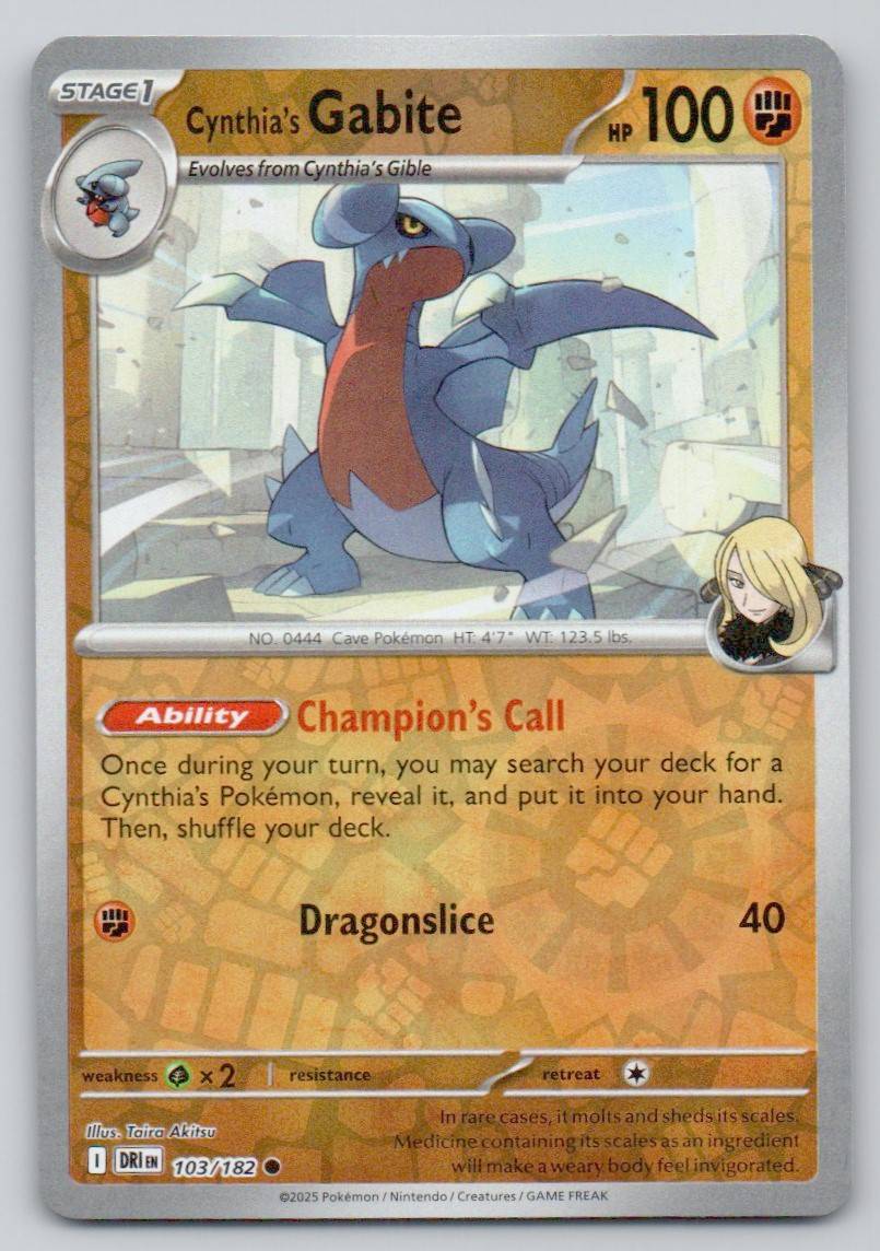 Cynthia's Gabite 103 REV Card - Destined Rivals